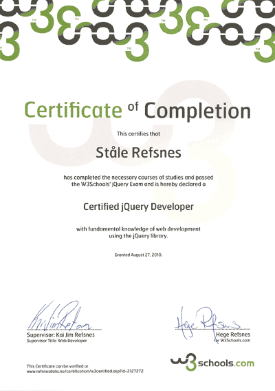 HTML Certificate