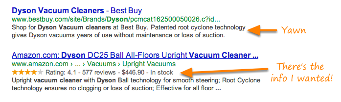 product google rich snippet